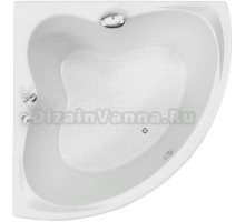 Акриловая ванна BellSan Тера 150x150 см, угловая, пристенная, белая, четверть круга, с каркасом, со сливом-переливом