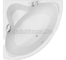 Акриловая ванна BellSan Оливия 150x150 см, угловая, пристенная, белая, четверть круга, с каркасом, с сиденьем, со сливом-переливом