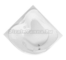 Акриловая ванна BellSan Лора 150x150 см, угловая, пристенная, белая, четверть круга, с каркасом, со сливом-переливом