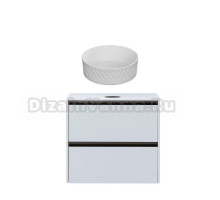 Тумба с раковиной Allen Brau Activity 70 с подсветкой, матовый белый, олива браш, столешница белая, раковина Fantasy Romb 36 белая