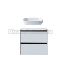 Тумба с раковиной Allen Brau Activity 70 с подсветкой, матовый белый, олива браш, столешница белая, раковина Fantasy Oval 55x36, белая