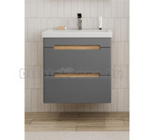 Тумба под раковину без столешницы SanStar Diva 50 подвесная графит софт, дуб вотан