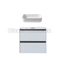 Тумба с раковиной Allen Brau Activity 70 с подсветкой, матовый белый, олива браш, столешница белая, раковина Fantasy Quad 50x36, белая