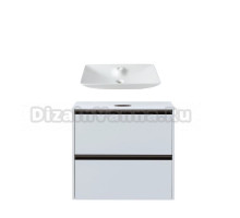 Тумба с раковиной Allen Brau Activity 70 с подсветкой, матовый белый, олива браш, столешница белая, раковина Fantasy Y 64x40, белая