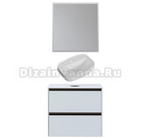 Мебель для ванной комнаты Allen Brau Activity 70 с подсветкой, матовый белый, олива браш, столешница белая, раковина Fantasy Sphere 55х40, белая