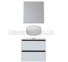 Мебель для ванной комнаты Allen Brau Activity 70 с подсветкой, матовый белый, олива браш, столешница белая, раковина Fantasy Romb 36, белая