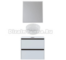 Мебель для ванной комнаты Allen Brau Activity 70 с подсветкой, матовый белый, олива браш, столешница белая, раковина Fantasy Line 36, белая