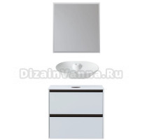 Мебель для ванной комнаты Allen Brau Activity 70 с подсветкой, матовый белый, олива браш, столешница белая, раковина Fantasy Bowl 60, белая