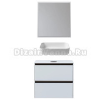 Мебель для ванной комнаты Allen Brau Activity 70 с подсветкой, матовый белый, олива браш, столешница белая, раковина Fantasy Quad 50, белая