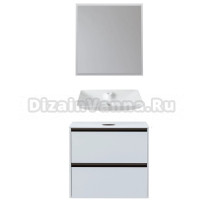 Мебель для ванной комнаты Allen Brau Activity 70 с подсветкой, матовый белый, олива браш, столешница белая, раковина Fantasy Y 64x40, белая