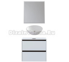 Мебель для ванной комнаты Allen Brau Activity 70 с подсветкой, матовый белый, олива браш, столешница белая, раковина Fantasy Round 45, белая