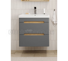 Тумба под раковину без столешницы SanStar Diva 60 подвесная графит софт, дуб вотан