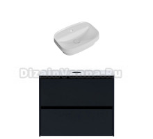 Тумба с раковиной Allen Brau Activity 80 с подсветкой, матовый антрацит, черный браш, столешница белая, раковина Fantasy Sphere 55x40, белая