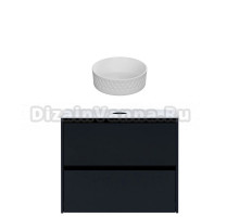 Тумба с раковиной Allen Brau Activity 80 с подсветкой, матовый антрацит, черный браш, столешница белая, раковина Fantasy Romb 36 белая