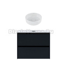 Тумба с раковиной Allen Brau Activity 80 с подсветкой, матовый антрацит, черный браш, столешница белая, раковина Fantasy Line 36, белая