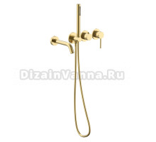 Встраиваемый смеситель для душа и ванны Vincea Groove VBTW-4G1BG С ВНУТРЕННЕЙ ЧАСТЬЮ, брашированное золото