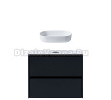 Тумба с раковиной Allen Brau Activity 80 с подсветкой, матовый антрацит, черный браш, столешница белая, раковина Fantasy Oval 55x36, белая