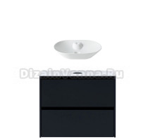 Тумба с раковиной Allen Brau Activity 80 с подсветкой, матовый антрацит, черный браш, столешница белая, раковина Fantasy Bowl 60x42, белая