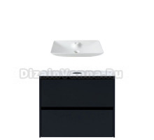 Тумба с раковиной Allen Brau Activity 80 с подсветкой, матовый антрацит, черный браш, столешница белая, раковина Fantasy Y 64x40, белая