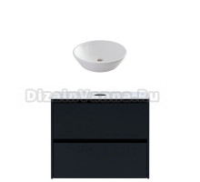 Тумба с раковиной Allen Brau Activity 80 с подсветкой, матовый антрацит, черный браш, столешница белая, раковина Fantasy Round 45, белая