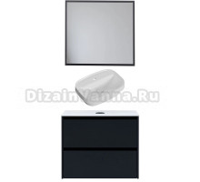 Мебель для ванной комнаты Allen Brau Activity 80 с подсветкой, матовый антрацит, черный браш, столешница белая, раковина Fantasy Sphere 55х40, белая