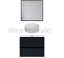 Мебель для ванной комнаты Allen Brau Activity 80 с подсветкой, матовый антрацит, черный браш, столешница белая, раковина Fantasy Romb 36, белая