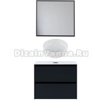 Мебель для ванной комнаты Allen Brau Activity 80 с подсветкой, матовый антрацит, черный браш, столешница белая, раковина Fantasy Line 36, белая