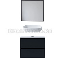Мебель для ванной комнаты Allen Brau Activity 80 с подсветкой, матовый антрацит, черный браш, столешница белая, раковина Fantasy Oval 55, белая