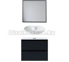 Мебель для ванной комнаты Allen Brau Activity 80 с подсветкой, матовый антрацит, черный браш, столешница белая, раковина Fantasy Bowl 60, белая