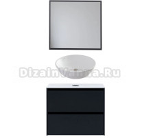 Мебель для ванной комнаты Allen Brau Activity 80 с подсветкой, матовый антрацит, черный браш, столешница белая, раковина Fantasy Round 45, белая