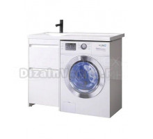 Тумба с раковиной Belux Ока Н 44-02 L напольная, 2 ящика, глянцевая белая