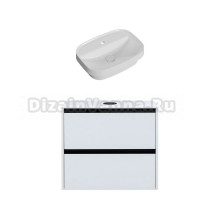 Тумба с раковиной Allen Brau Activity 80 с подсветкой, матовый белый, черный браш, столешница белая, раковина Fantasy Sphere 55x40, белая