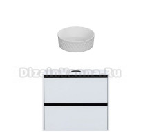 Тумба с раковиной Allen Brau Activity 80 с подсветкой, матовый белый, черный браш, столешница белая, раковина Fantasy Romb 36 белая