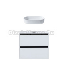 Тумба с раковиной Allen Brau Activity 80 с подсветкой, матовый белый, черный браш, столешница белая, раковина Fantasy Oval 55x36, белая