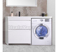 Тумба с раковиной Belux Ока Н 60-02 L напольная, 2 ящика, глянцевая белая