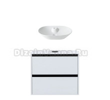 Тумба с раковиной Allen Brau Activity 80 с подсветкой, матовый белый, черный браш, столешница белая, раковина Fantasy Fantasy Bowl 60x42,