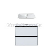 Тумба с раковиной Allen Brau Activity 80 с подсветкой, матовый белый, черный браш, столешница белая, раковина Fantasy Y 64x40, белая