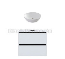 Тумба с раковиной Allen Brau Activity 80 с подсветкой, матовый белый, черный браш, столешница белая, раковина Fantasy Round 45, белая
