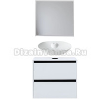 Мебель для ванной комнаты Allen Brau Activity 80 с подсветкой, матовый белый, черный браш, столешница белая, раковина Fantasy Bowl 60, белая