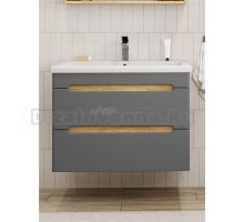 Тумба под раковину без столешницы SanStar Diva 70 подвесная графит софт, дуб вотан