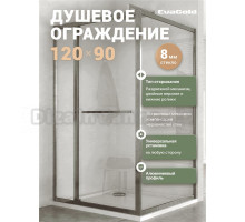 Душевой уголок EvaGold EG8G 120x90 профиль оружейная сталь, прозрачное стекло
