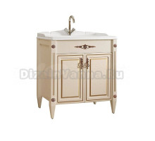 Тумба под умывальник Империя Н 85 Слоновая кость  с золотой патиной (37)
