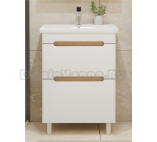 Тумба под раковину без столешницы SanStar Diva 50 напольная матовая белая, дуб вотан