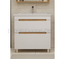 Тумба под раковину без столешницы SanStar Diva 80 напольная матовая белая, дуб вотан