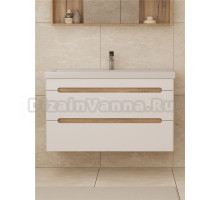 Тумба под раковину без столешницы SanStar Diva 100 подвесная матовая белая, дуб вотан