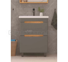 Тумба под раковину без столешницы SanStar Diva 60 напольная дуб вотан, графит софт