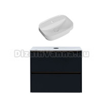 Тумба с раковиной Allen Brau Activity 80 с подсветкой, матовый антрацит, олива браш, столешница белая, раковина Fantasy Sphere 55x40, белая