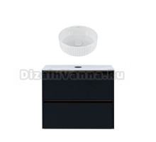 Тумба с раковиной Allen Brau Activity 80 с подсветкой, матовый антрацит, олива браш, столешница белая, раковина Fantasy Line 36, белая