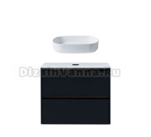 Тумба с раковиной Allen Brau Activity 80 с подсветкой, матовый антрацит, олива браш, столешница белая, раковина Fantasy Oval 55x36, белая