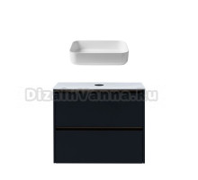 Тумба с раковиной Allen Brau Activity 80 с подсветкой, матовый антрацит, олива браш, столешница белая, раковина Fantasy Quad 50x36, белая